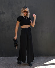 Sammy High Rise Wide Leg Pant - Black Oshnow