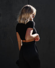 Sammy High Rise Wide Leg Pant - Black Oshnow