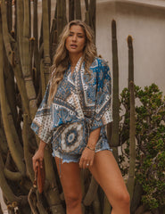 Sanctuary Satin Paisley Kimono Wrap Top Oshnow