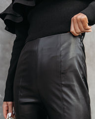 Sandra Faux Leather Split Hem Pants - Black Oshnow