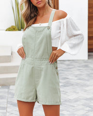 Sandy Dunes Cotton Pocketed Shortalls - Olive Green Oshnow