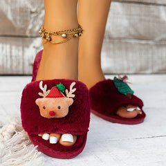 Santa Faux Suede Fur Slippers Oshnow