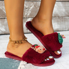 Santa Faux Suede Fur Slippers Oshnow