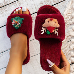 Santa Faux Suede Fur Slippers Oshnow