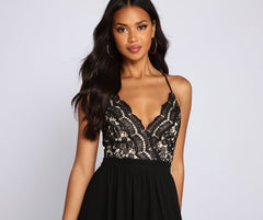 Sapphire Formal Scalloped Lace Dress Oshnow