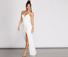 Sasha Formal High Slit Wrap Dress Oshnow