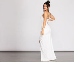 Sasha Formal High Slit Wrap Dress Oshnow