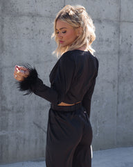 Sassy But Classy Satin Pants - Black Oshnow