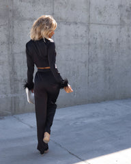 Sassy But Classy Satin Pants - Black Oshnow