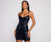 Sassy Lace-Up Sequin Mini Dress Oshnow