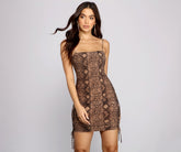 Sassy Snake Print Ruched Mini Dress Oshnow