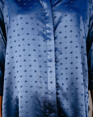 Satellite Satin Embossed Button Down Blouse Oshnow