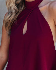 Saturday Night Fever Halter Pocketed Jumpsuit - Wine Oshnow