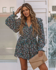 Saunders Floral Pleated Romper Oshnow