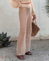 Sayulita Dreaming Crochet Drawstring Pants - Natural Oshnow