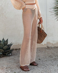 Sayulita Dreaming Crochet Drawstring Pants - Natural Oshnow