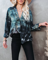 Sea Cliff Cotton Tie Dye Plaid Top Oshnow