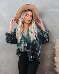 Sea Cliff Cotton Tie Dye Plaid Top Oshnow