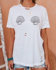 Seashell Bikini Distressed Cotton Tee Oshnow