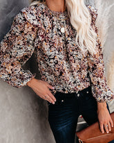 See The Sun Floral Metallic Ruffle Blouse Oshnow