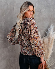 See The Sun Floral Metallic Ruffle Blouse Oshnow