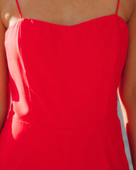 Seek To Be Chic Ruffle High Low Hem Jumpsuit - Red Oshnow