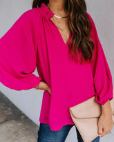 Seen It All Balloon Sleeve Blouse - Fuchsia Oshnow