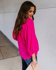 Seen It All Balloon Sleeve Blouse - Fuchsia Oshnow