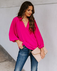 Seen It All Balloon Sleeve Blouse - Fuchsia Oshnow