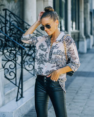 Selah Printed Button Down Blouse Oshnow