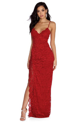 Selene Formal Scalloped Lace Dress Oshnow