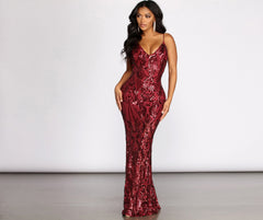 Seline Formal Sequin Scroll Dress Oshnow