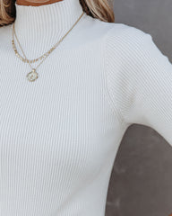 September Mock Neck Ribbed Knit Top - Ivory Oshnow