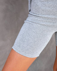 Serena Cotton Biker Shorts - Heather Grey Oshnow
