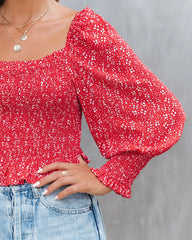 Serrano Smocked Peplum Crop Top Oshnow