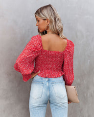 Serrano Smocked Peplum Crop Top Oshnow