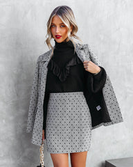 Serving Looks Polka Dot Pocketed Mini Skirt - Grey Oshnow