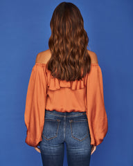 Sevyn Balloon Sleeve Off The Shoulder Blouse - Burnt Orange Oshnow