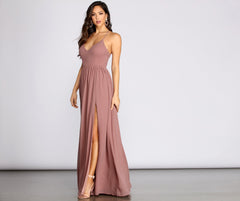 Shailene Lace Back Chiffon Formal Dress Oshnow