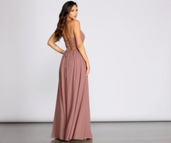 Shailene Lace Back Chiffon Formal Dress Oshnow