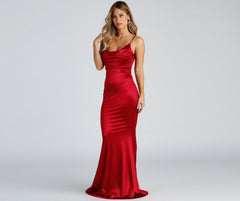 Shakira Cowl Neck Lace Mermaid Formal Dress Oshnow