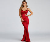 Shakira Cowl Neck Lace Mermaid Formal Dress Oshnow