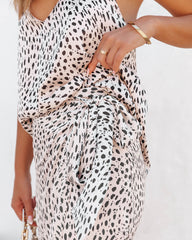 Shamsa Printed Satin Wrap Midi Skirt - Champagne Oshnow