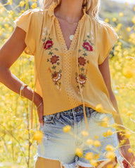 Shania Embroidered Crochet Top Oshnow