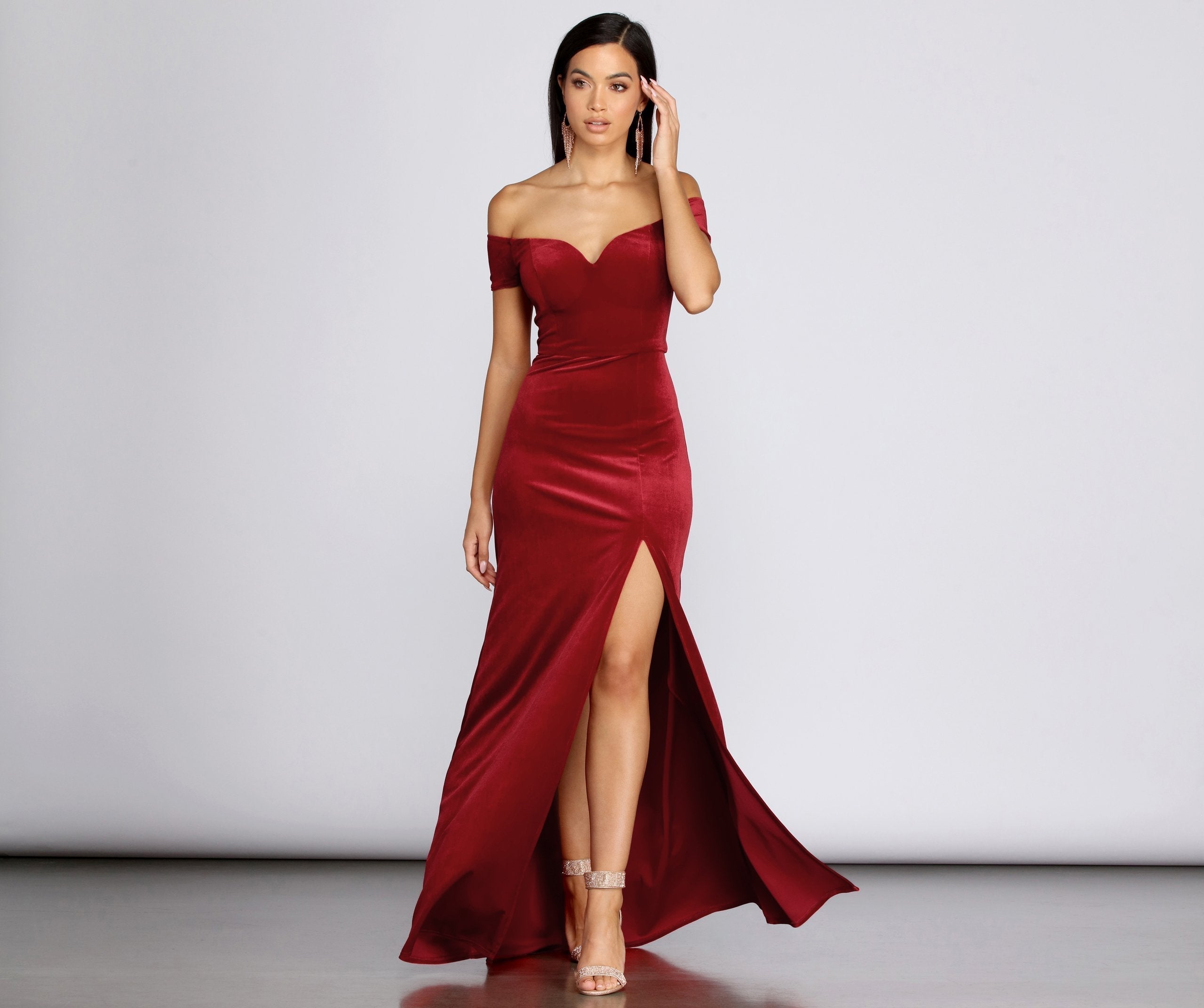 Shania Formal Velvet Sweetheart Dress Oshnow