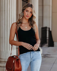 Sharon Ribbed Knit Tank - Black Oshnow