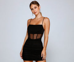 Sheer And Stunning Corset Mini Dress Oshnow