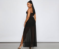 Sheer Appeal High Slit Halter Dress Oshnow