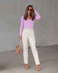 Shiloh Ribbed Bodysuit - Lavender Oshnow