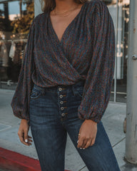 Shimmer And Sway Balloon Sleeve Drape Bodysuit Oshnow